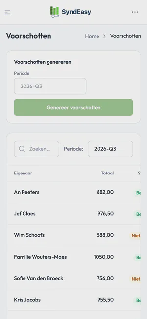 Voorschotten op een telefoon